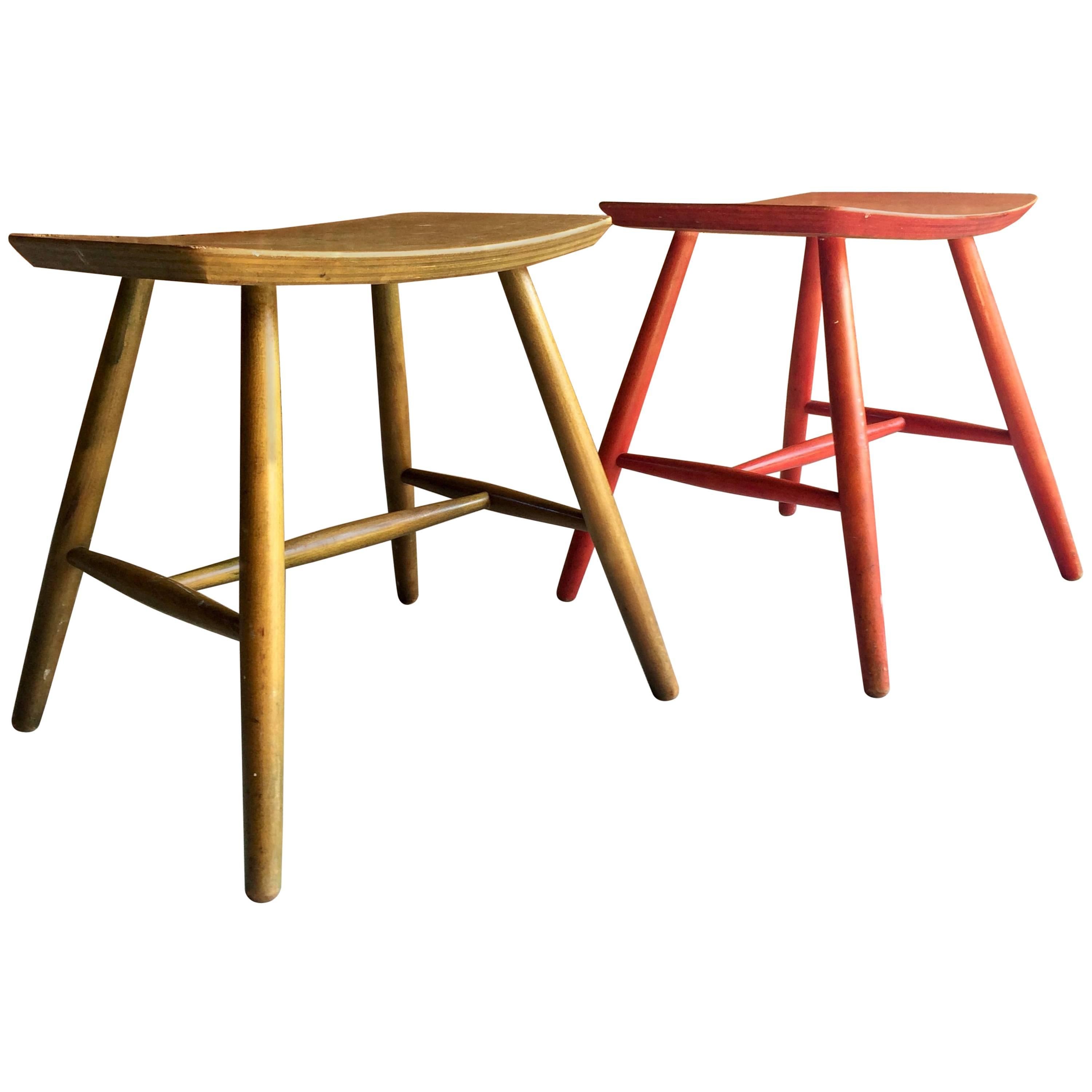 Mid-Century Rare Ejvind A. Johansson J63 Stools, Danish Pair, 1955 Mid-Century