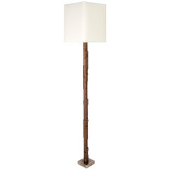 Mid-century Style Floor Lamp Walnut and Nickel Plated Base by Vivian Carbonell