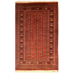 Vintage Bokhara Turkaman Tekke Handwoven Silk and Wool Rug