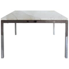 Knoll Studio Stainless Steel and Calacatta Marble Side Table by Florence Knoll
