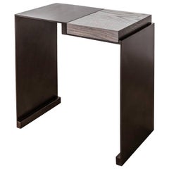 Vintage Contemporary Side Table Blackened Steel and Oak by Vivian Carbonell