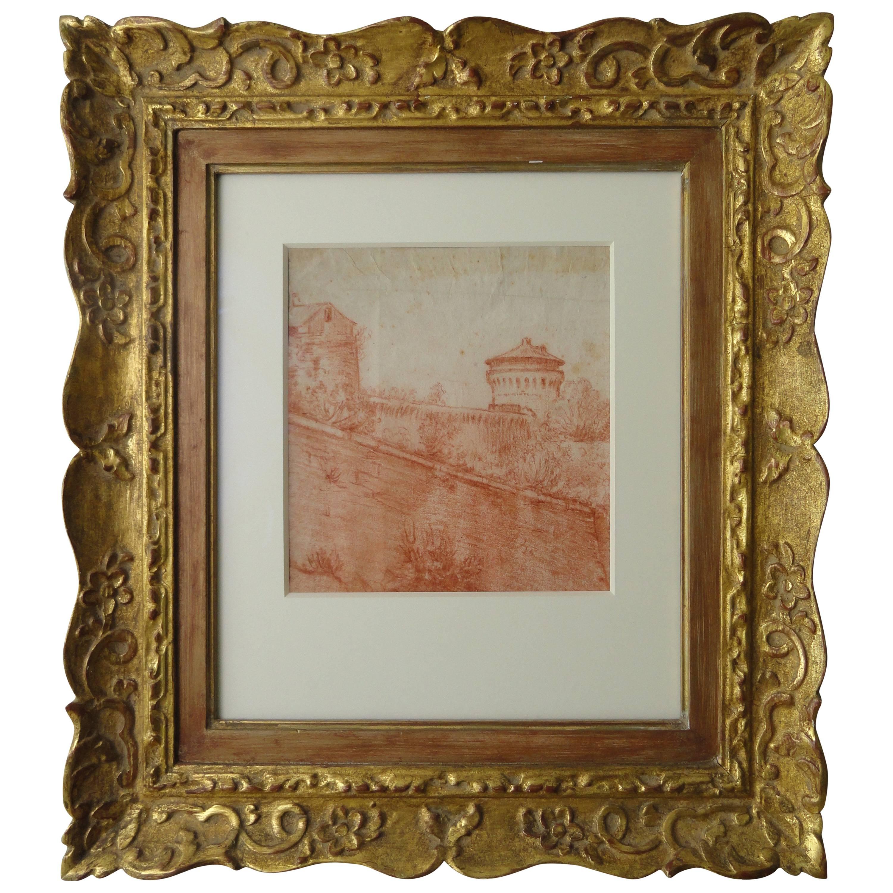 Red Chalk Pastoral Scene, Late 18th Century For Sale