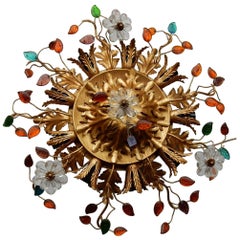 1970 Ceiling Light or Wall Lamp, Colored Leaves