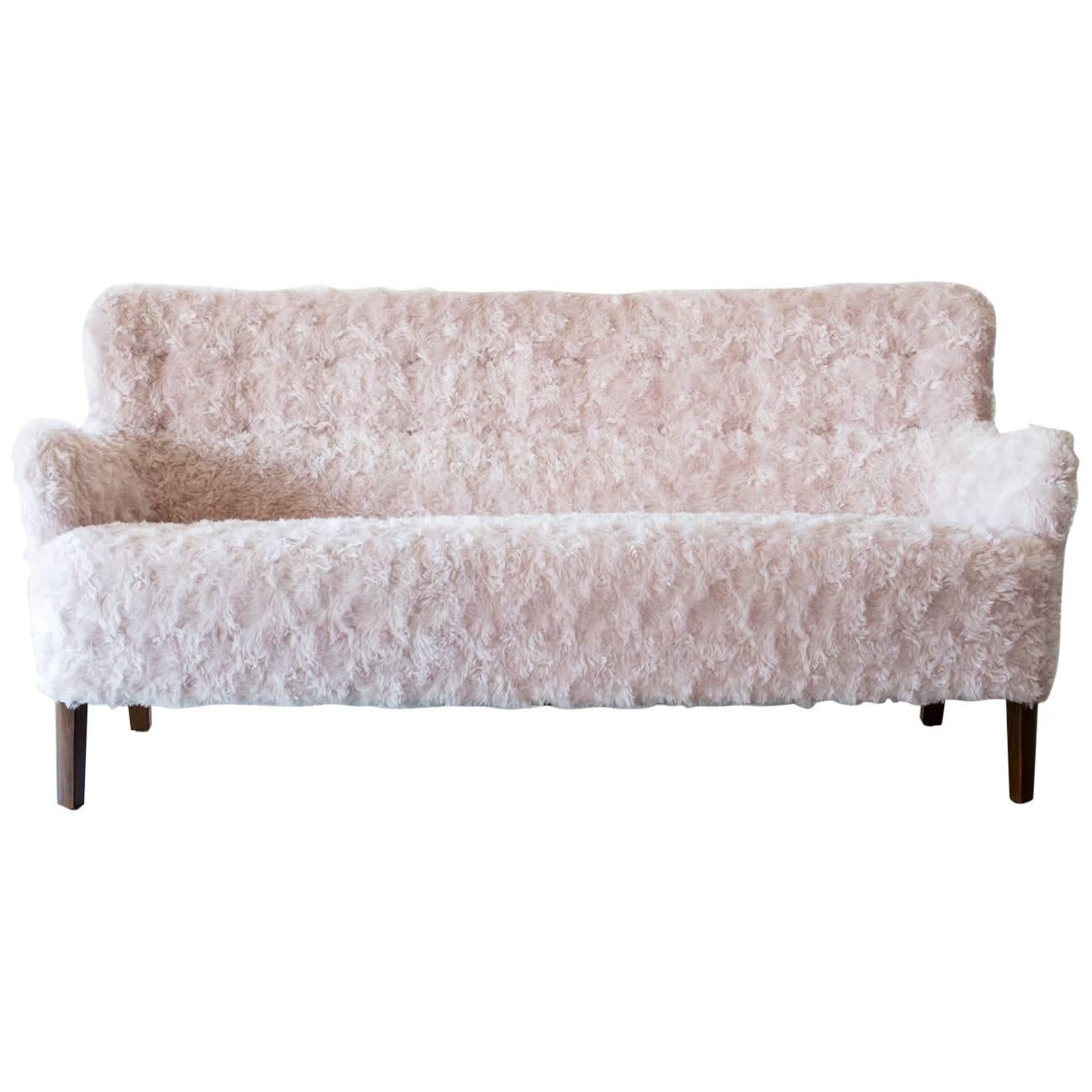 Elegant Fritz Hansen Sofa in Mohair, Denmark, 1940s