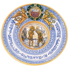 Galileo Chini St. John the Baptist 1910s Decorative Ceramic Dish Galileo Chini St. John the Baptist 1910s Decorative Ceramic Dish