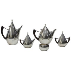 Mid-Century Sterling and Rosewood Tea Service by Bernice Goodspeed