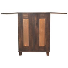 Mahogany Copper Folding Bar Cabinet