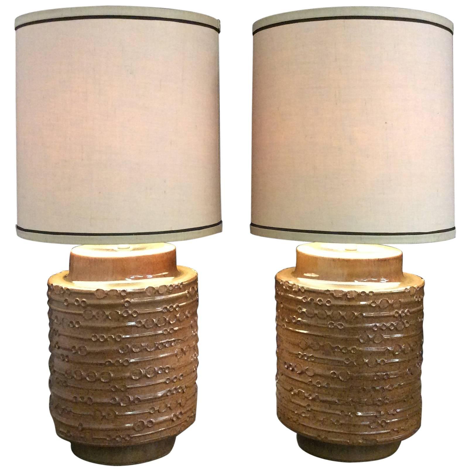 Two David Cressey Mid Century Modern  Extra Large Ceramic Table Lamps