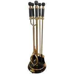 Marble and Brass Fireplace Tools
