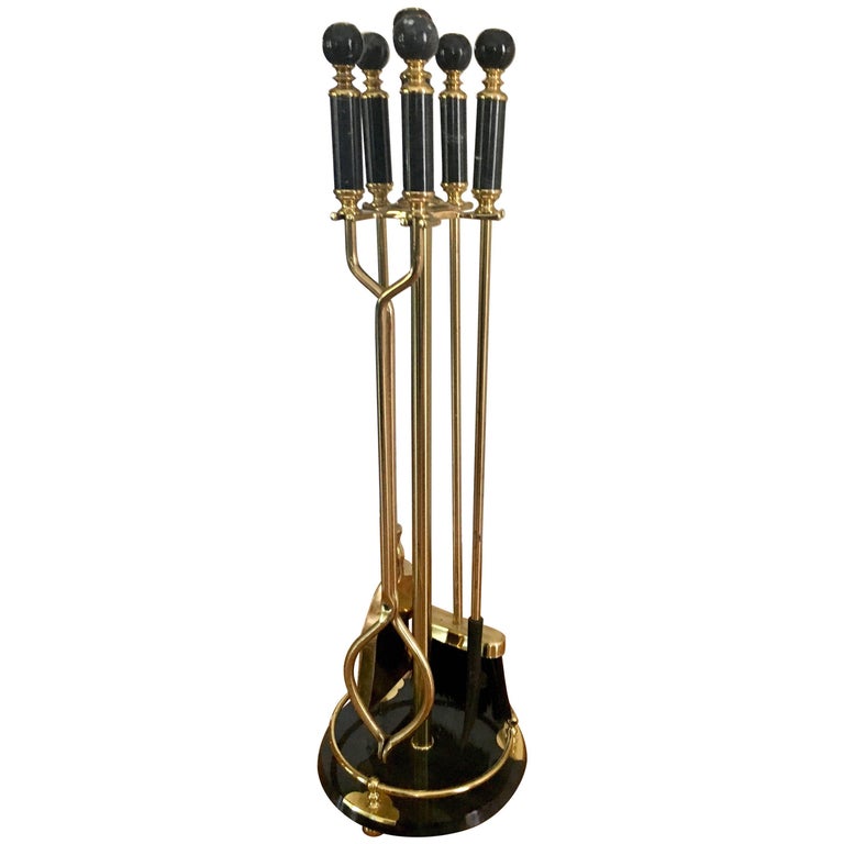 Marble and Brass Fireplace Tools at 1stDibs