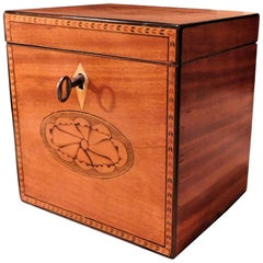 Exceptional Petite George IV Tea Caddy with Inlaid Patera