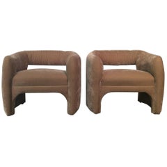 Two Open Back Barrel Chairs Imported by Weiman