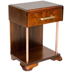 Art Deco Walnut Nightstand or End Table