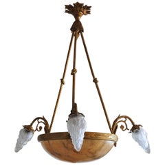 French Empire Gilt Bronze and Marble Six-Light Chandelier 5