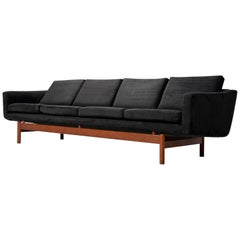 Danish Teak Sofa Mid-Century Modern Hans Wegner Style Four-Seat Sofa Couch