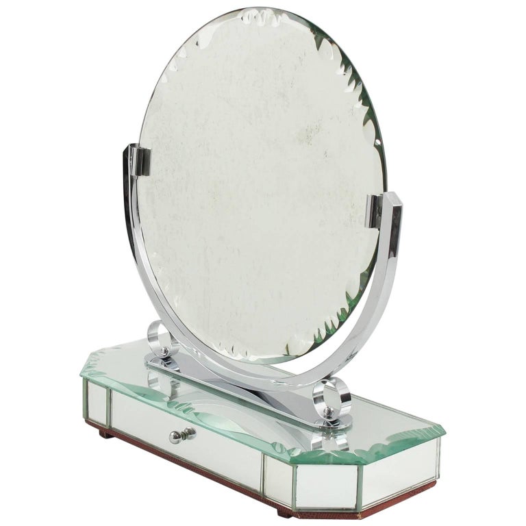 French Style Vanity Mirror with Jewelry Case, circa 1940s For