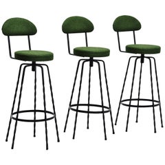 French Wrought Iron Bar Stools Divina Kvadrat, France 1960