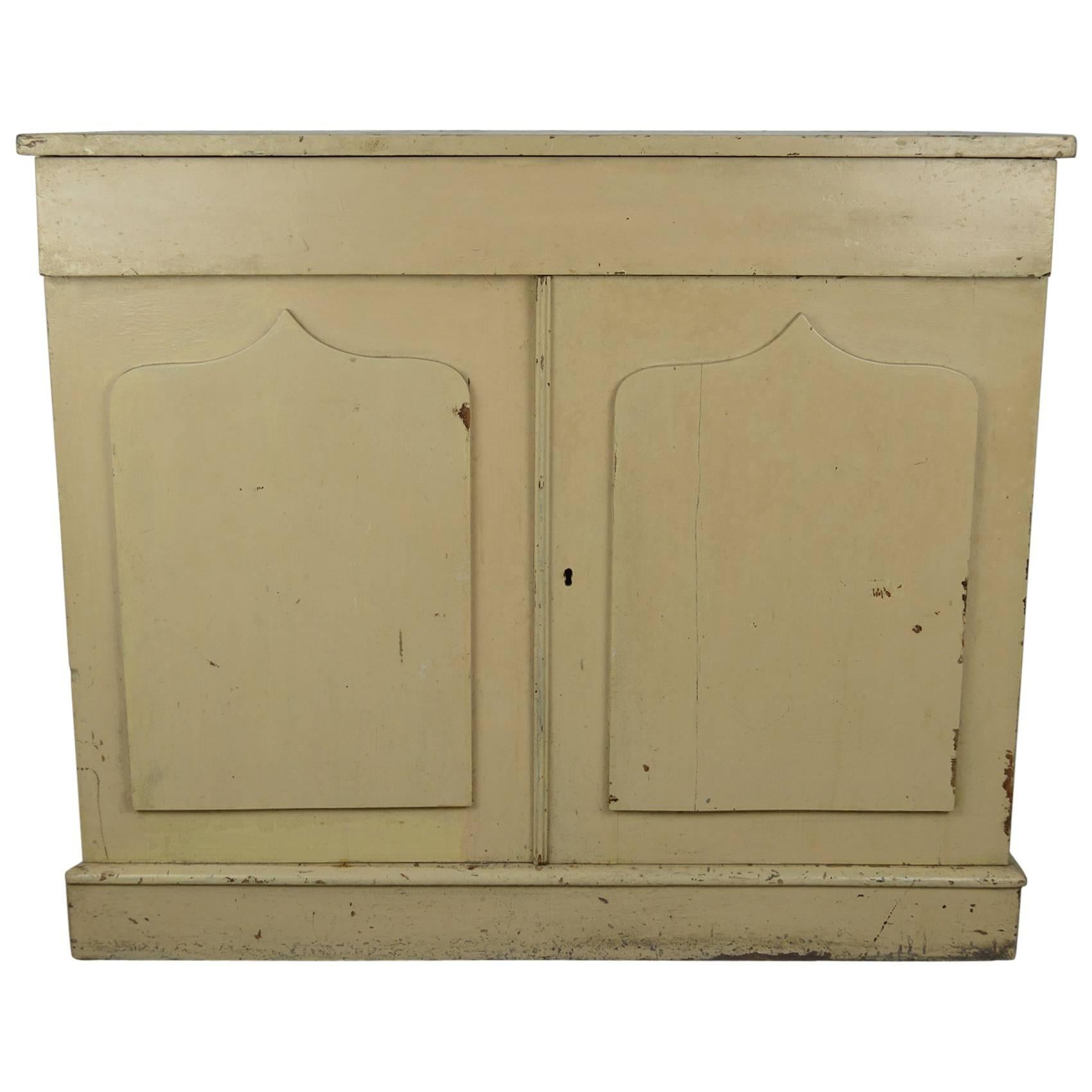 Antique Cream Painted Cupboard or Buffet, English 19th Century