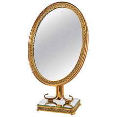 Decorative Brass Vanity Table Mirror, Italy, 1950s
