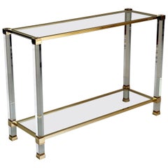 Pierre Vandel, Plexiglass and Gilded Metal Console, France, 1980