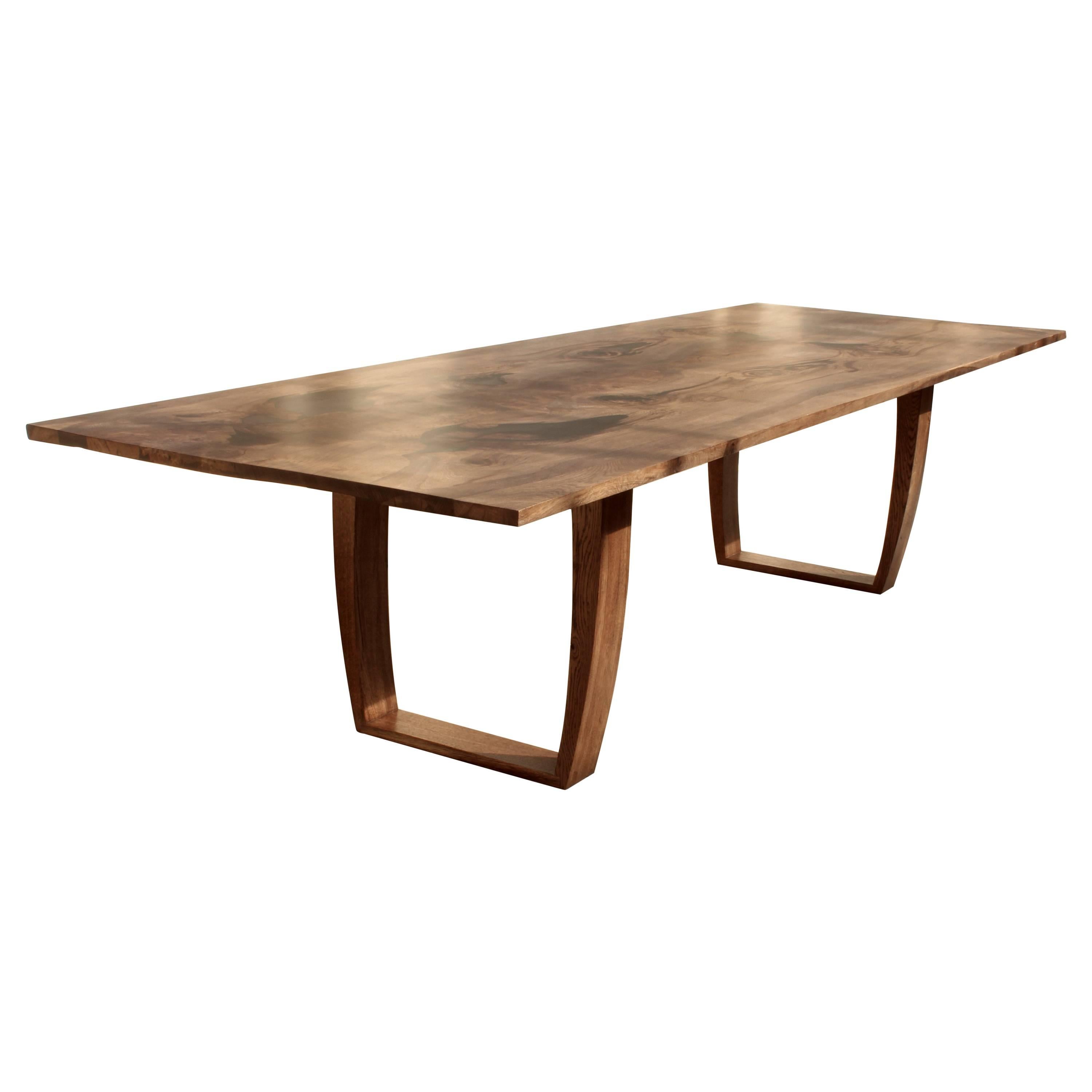 Contemporary salvaged oak and tinted resin dining table, bespoke sizes.