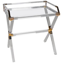 High Quality Acrylic Serving Tray Table with Brass