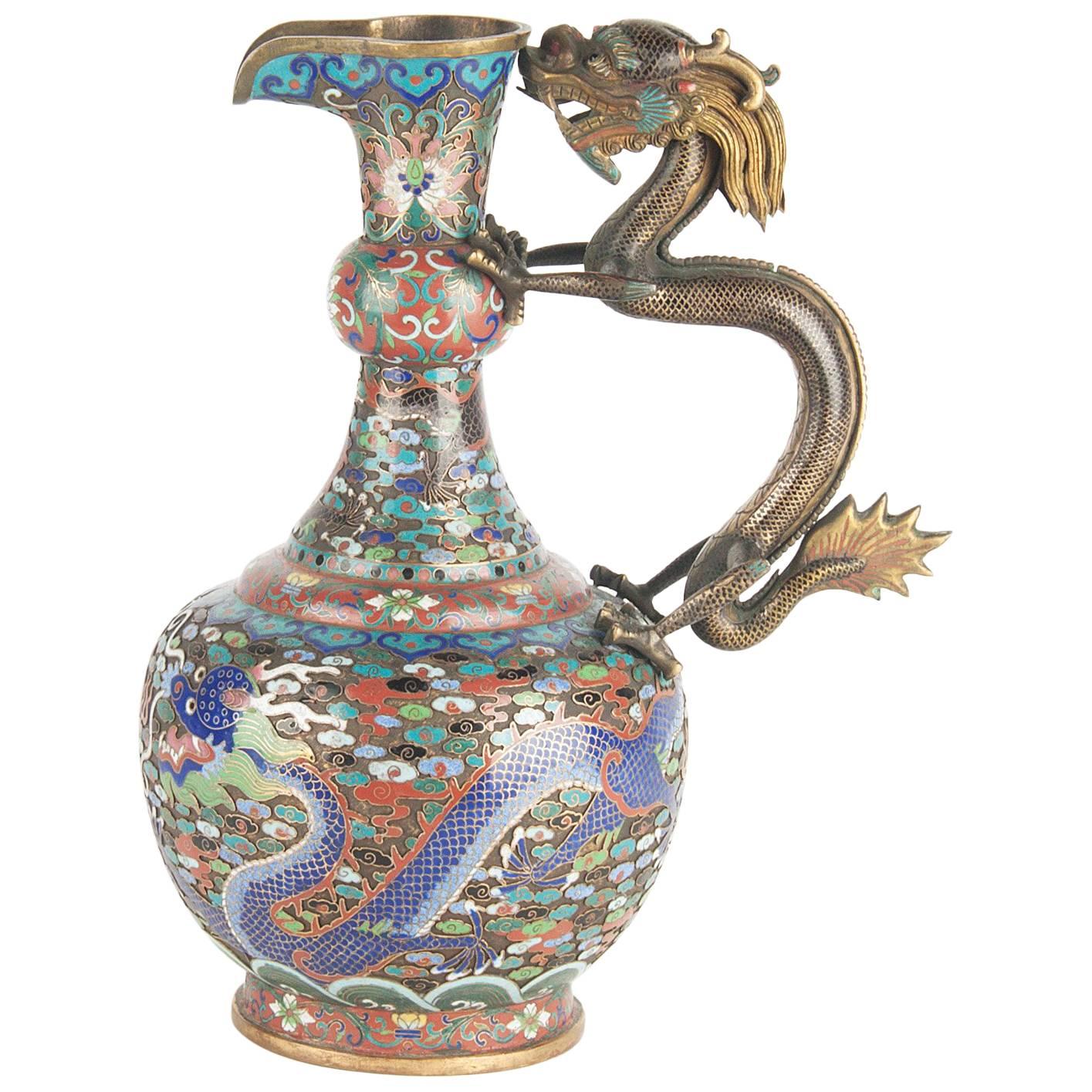 Important Antique Chinese Cloisonne Ewer, late 19th Century
