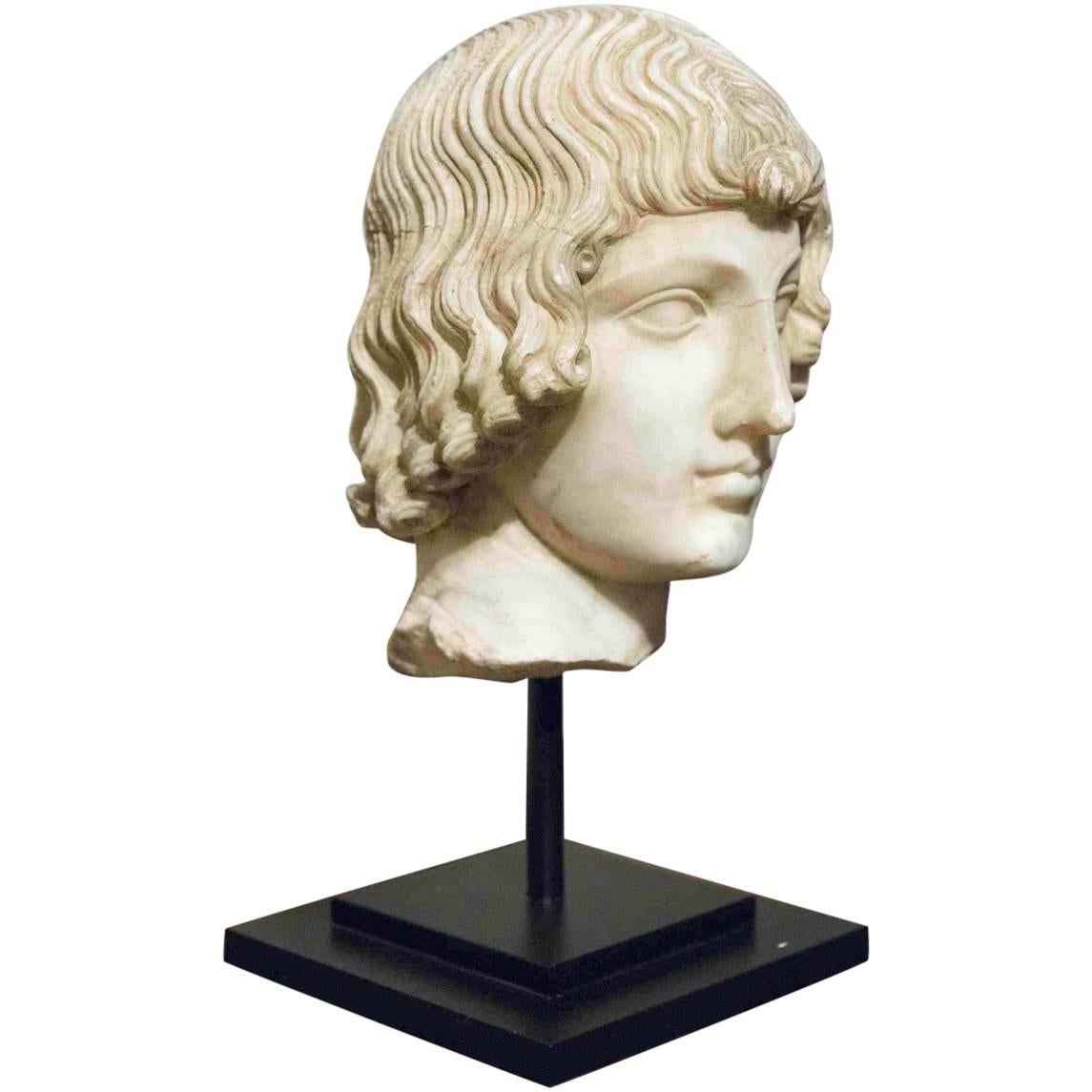 16th Century Italian Marble Head of a Young Man For Sale