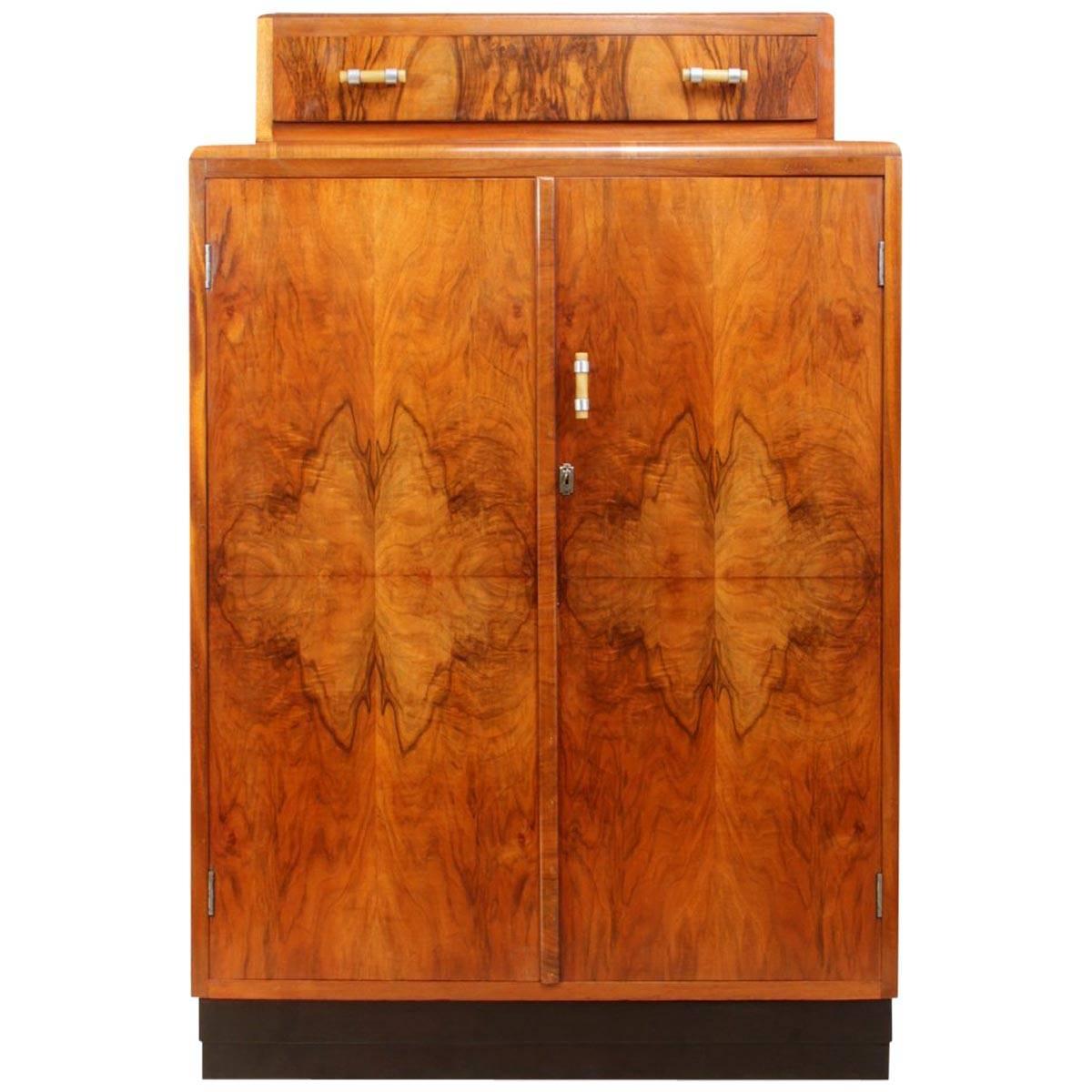 Art Deco Walnut Gentleman's Wardrobe