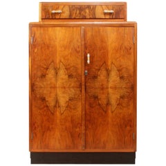 Vintage Art Deco Walnut Gentleman's Wardrobe