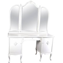 Used Swedish Gustavian Three Mirror Curved Dressing Table Early 20th Century 