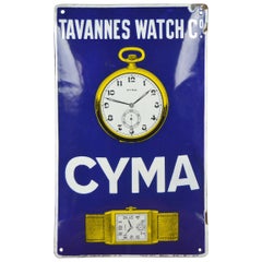 Antique 1920s Enamel Sign Cyma Watches