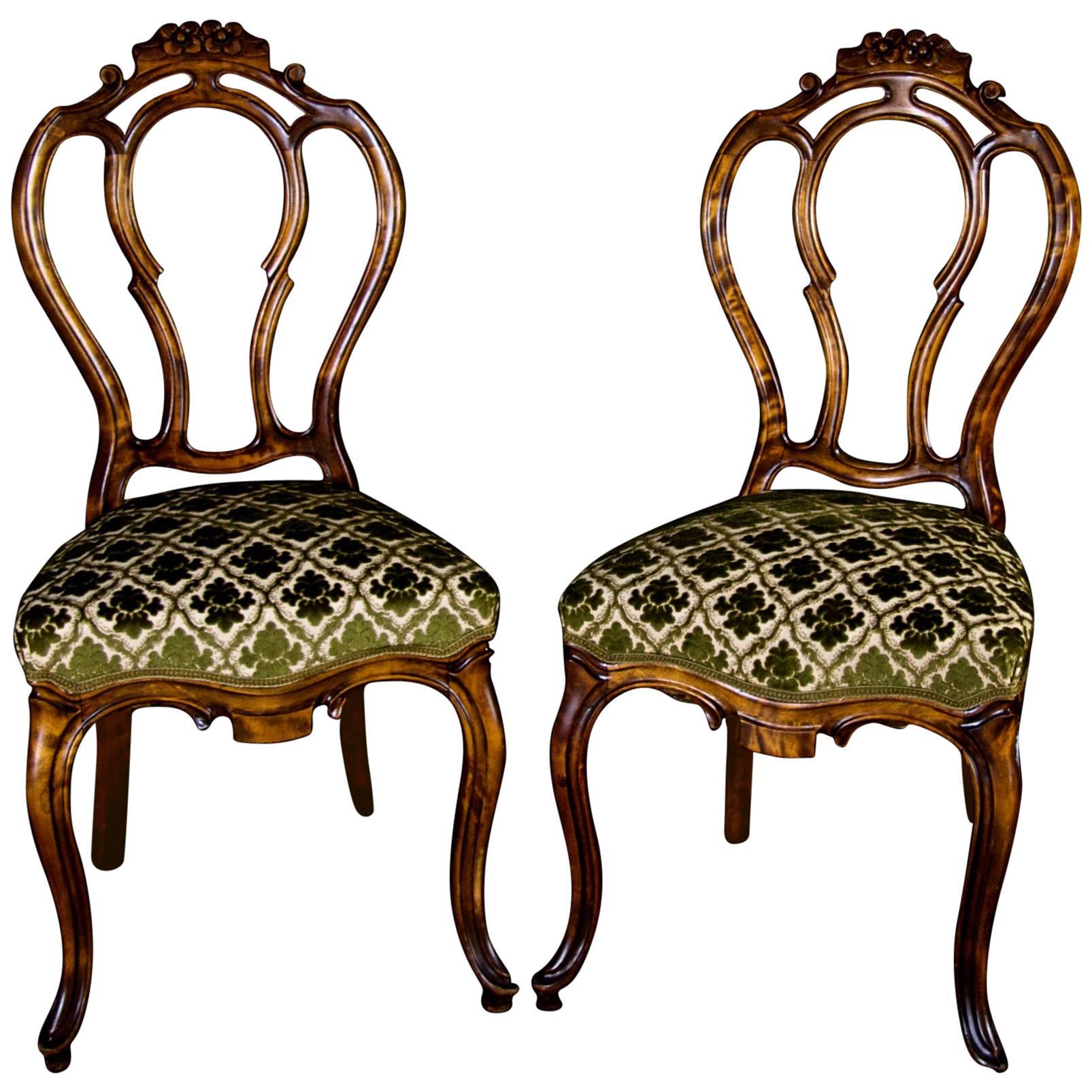 19th Century Antique Swedish Rococo Biedermeier Carved Dining Chairs