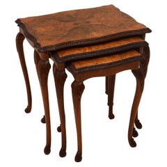 Antique Burr Walnut Nest of Three Tables
