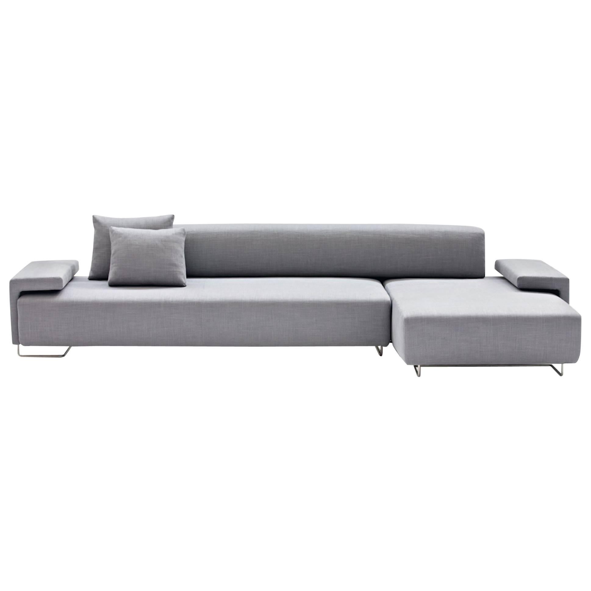 Moroso Lowland Sofa in Grey Steelcut Trio 133 Fabric in Right or Left "L" Shape For Sale