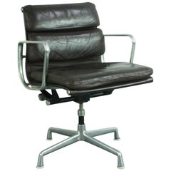 Eames Herman Miller Dark Brown Leather Soft Pad Group Chair