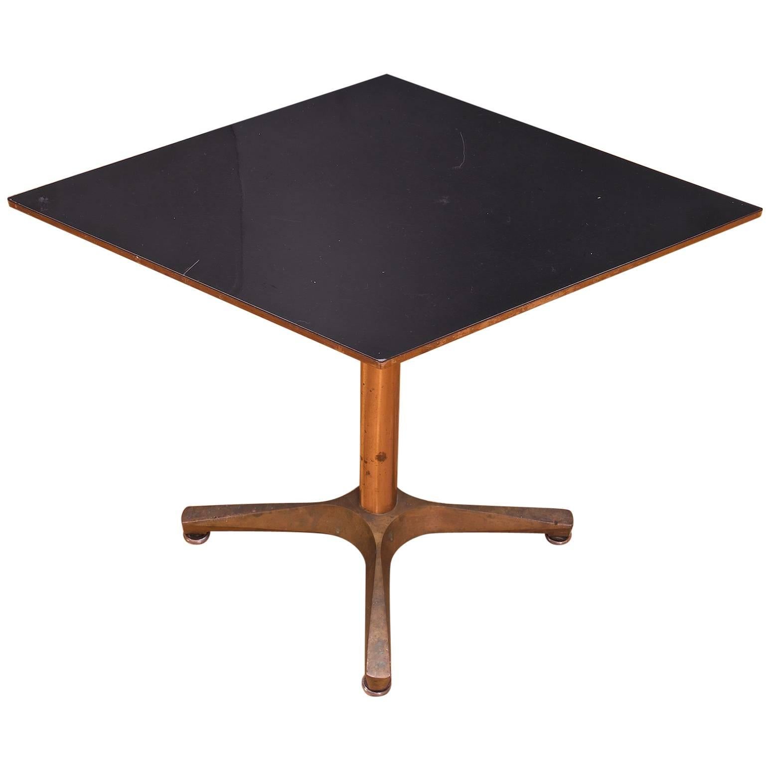 Hollywood Regency Black Bronze Diamond Side Table Pedestal Modernist Geometric