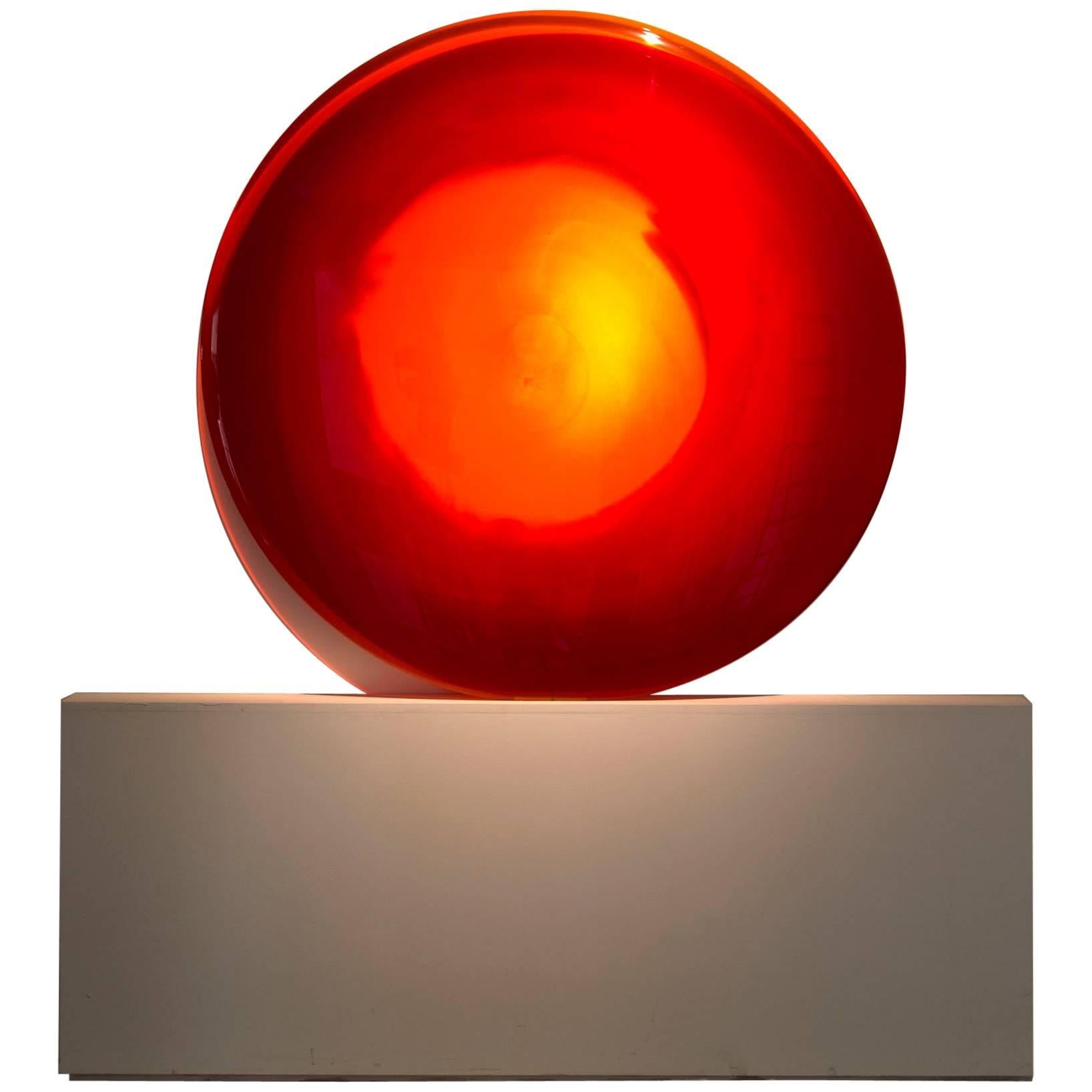 'Red Sun' Glass Wall Sculpture For Sale
