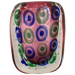 Anelly Vase Murano Crystal by Luigi Onesto Multi-Color Oval Shape