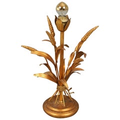 Vintage Mid-20th Century Gilded Wheat Sheaf Table Lamp