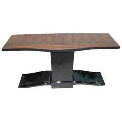 French Art Deco Exotic Macassar Ebony Console Table, circa 1940s