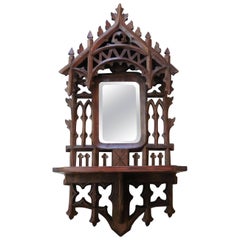 Antique Neo Gothic Wood Carved Shelf