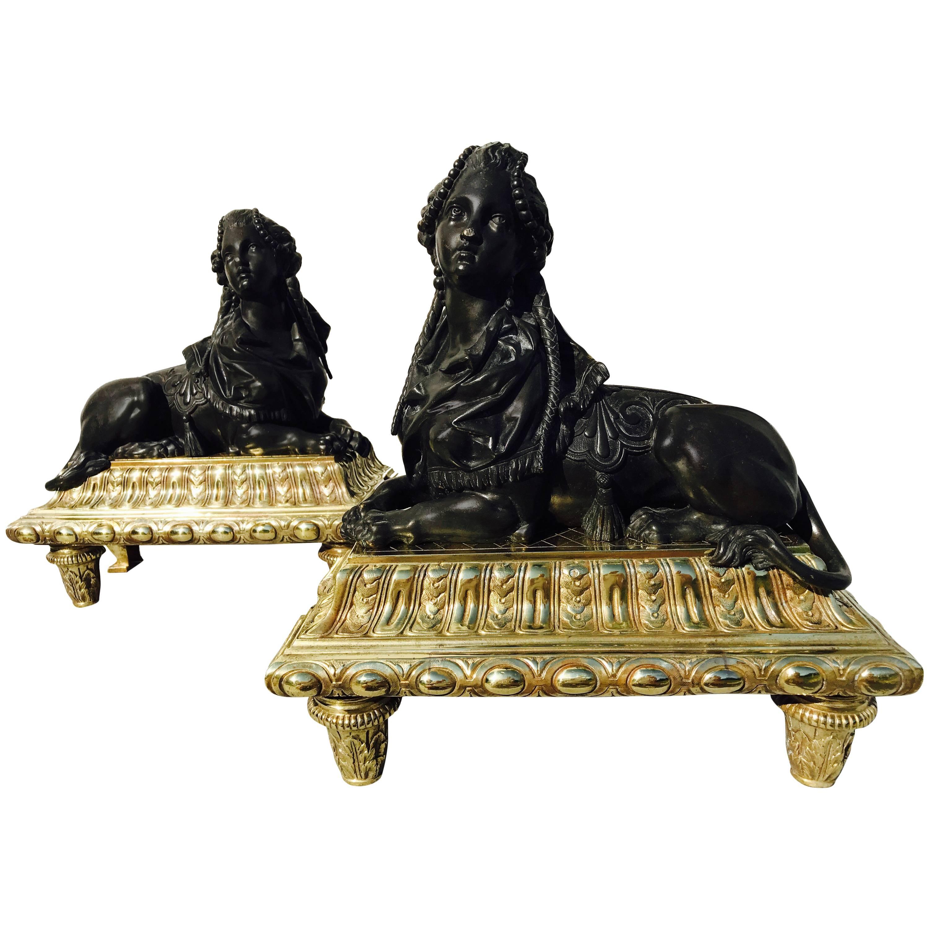 Louis XV Bronze Chenets For Sale