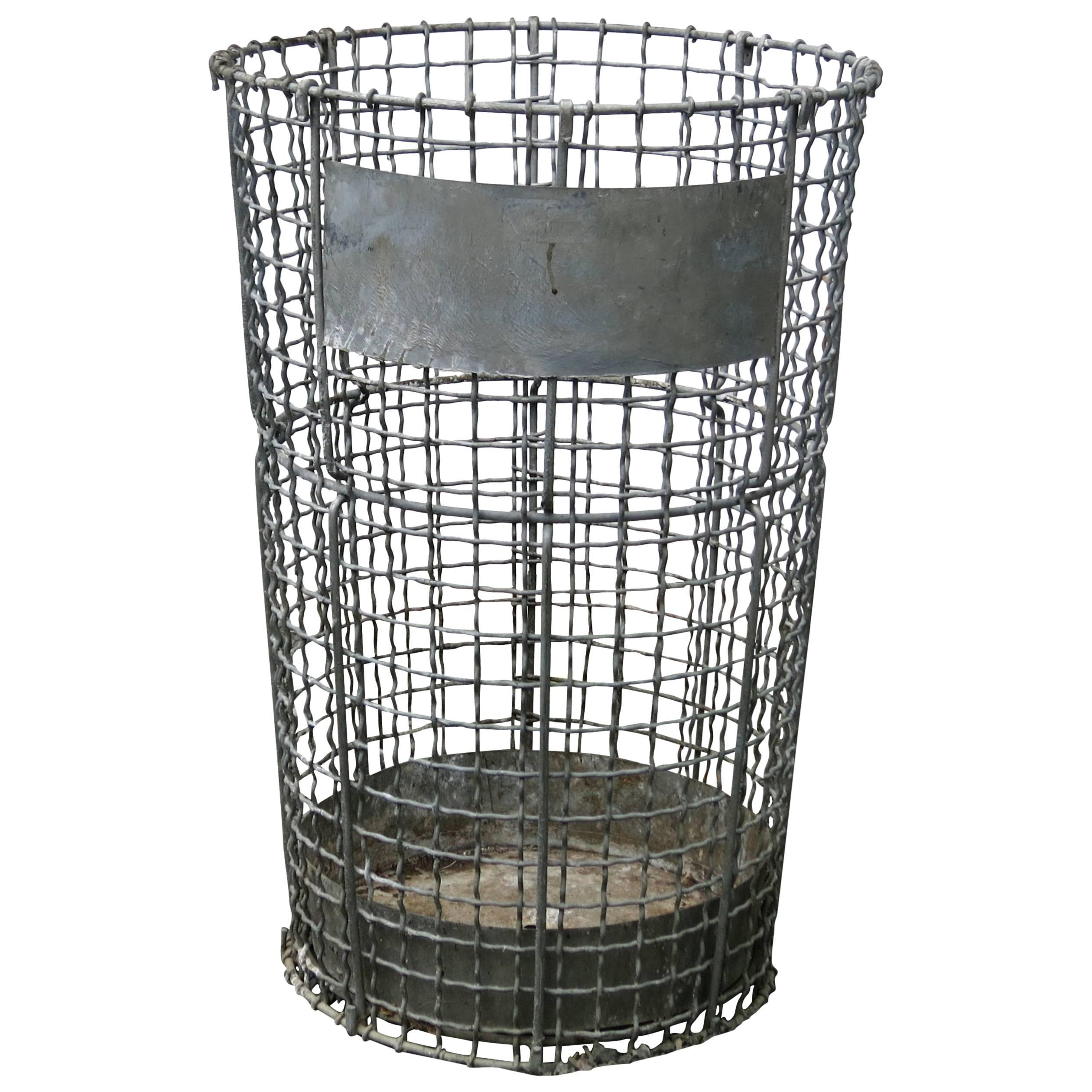 Norwich Wire Works Trash Can, 1930s For Sale