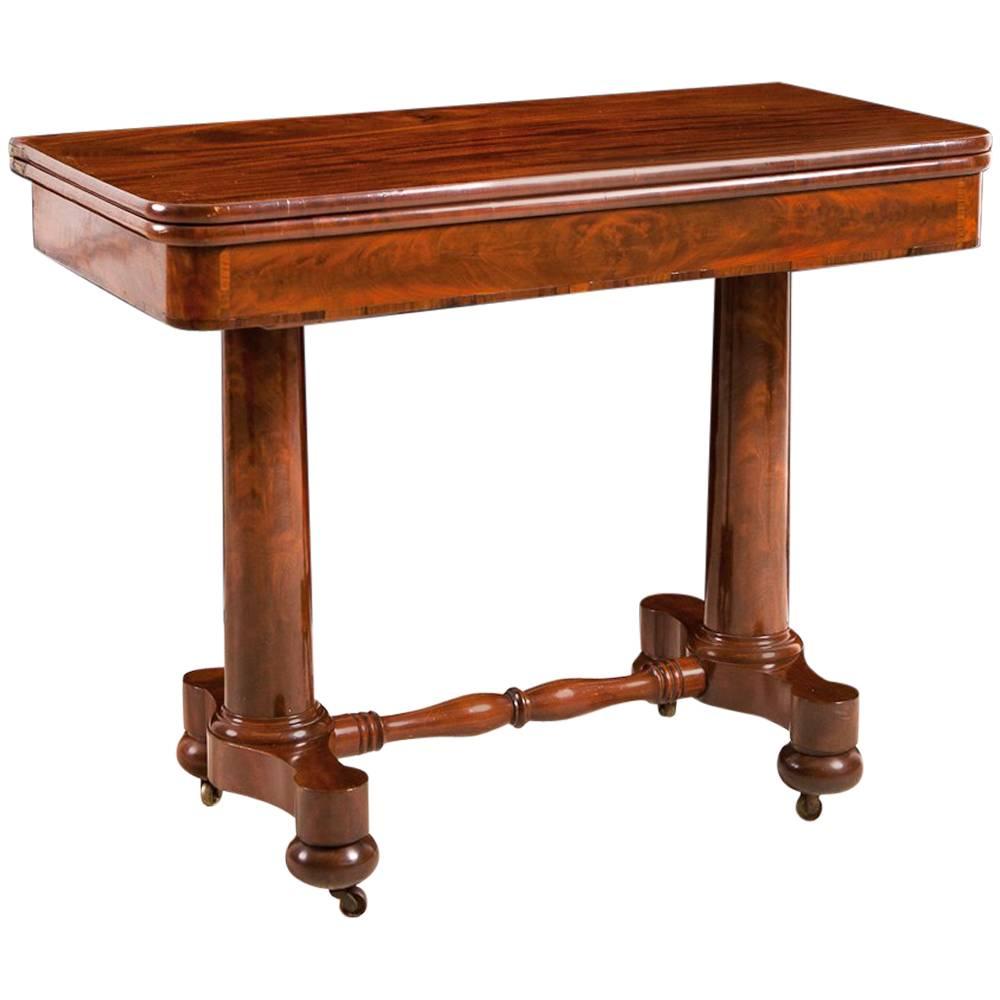 Ancienne table de jeu Empire de New York en acajou cubain, Meeks & Sons