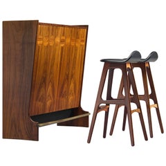 Johannes Andersen Bar with Erik Buch Stools in Rosewood 11