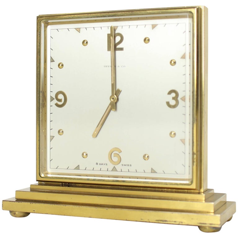 Vintage Cartier Desk Clock Double Face Brass For Sale at 1stDibs