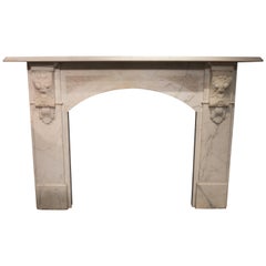 Antique Arched Victorian Marble fireplace in Statuary white marble.