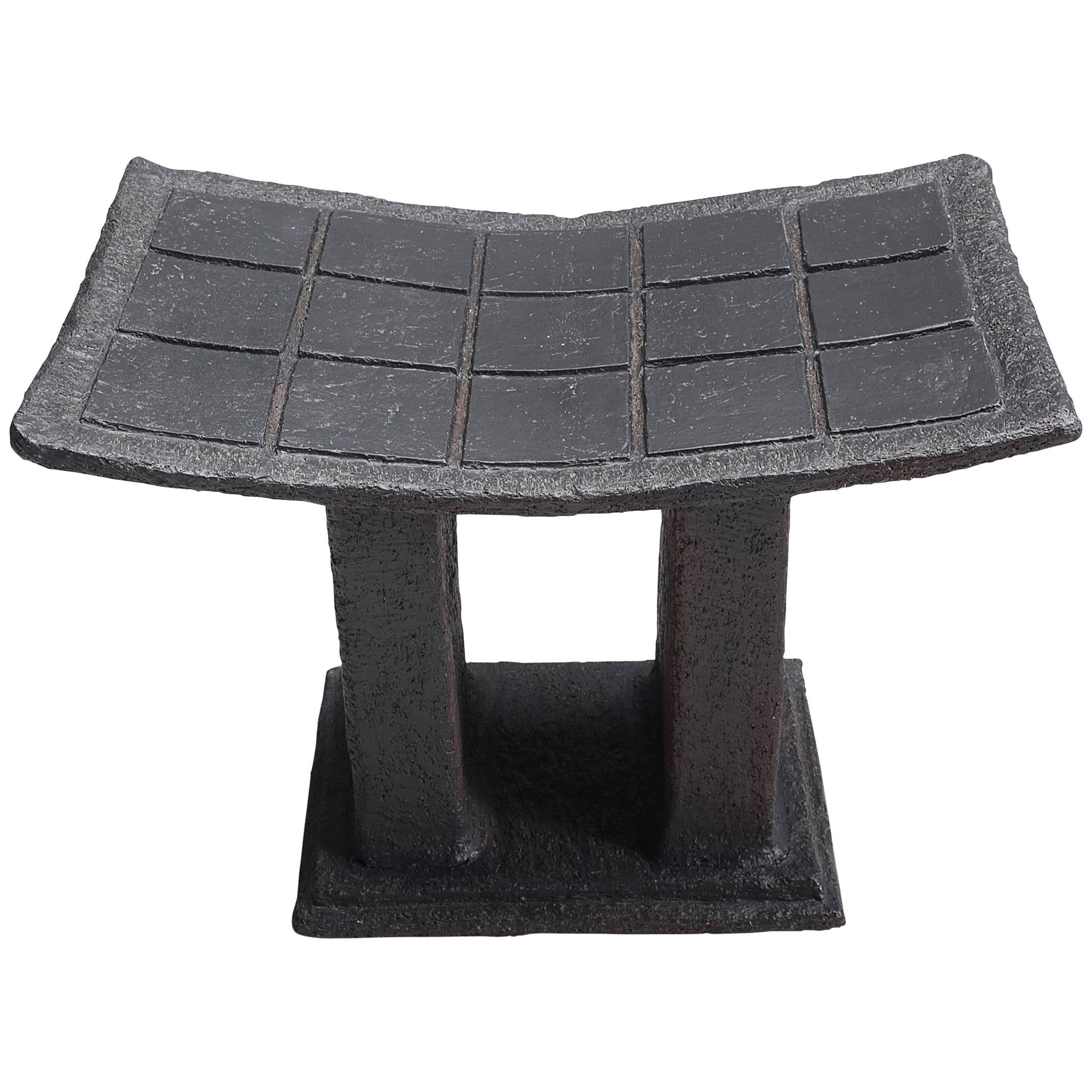 Japonism Stool in Antracite Stone, 1970s