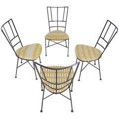 Set of Four Wrought Iron Outdoor Chairs Heart Shape Seats